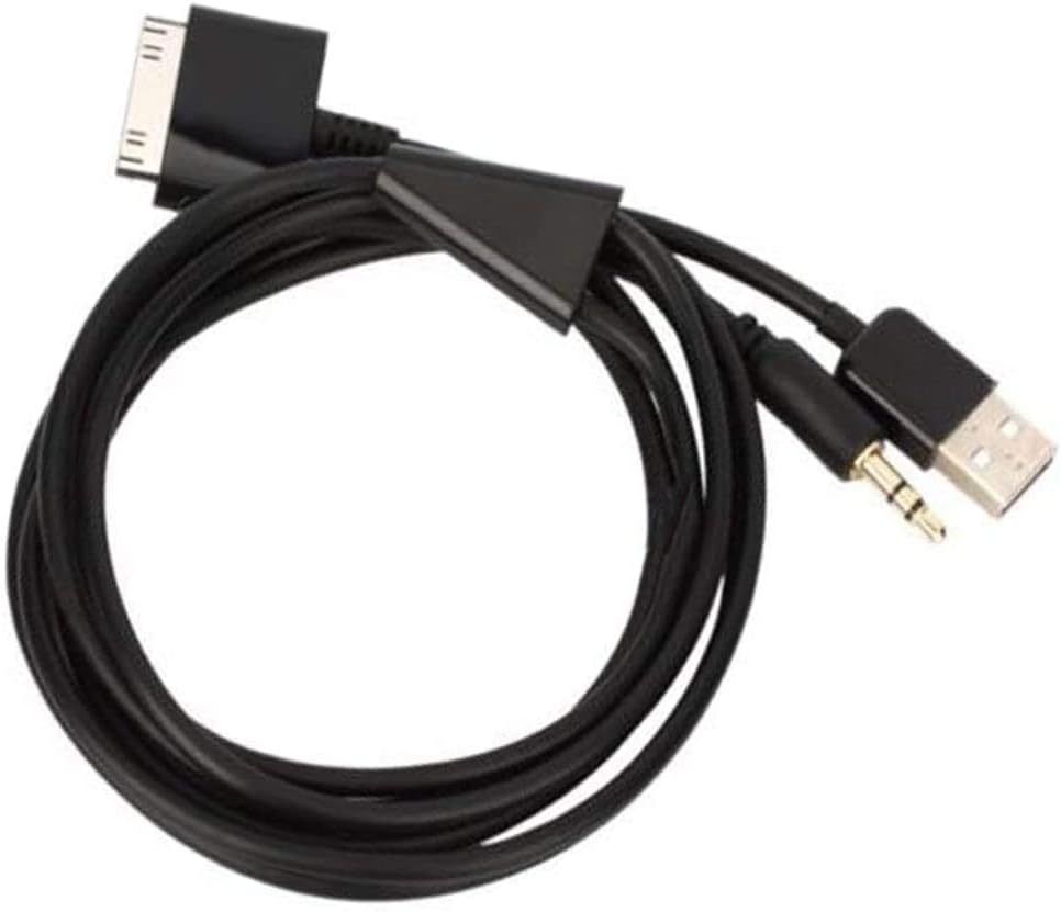 Image of the JIMAT 30 Pin to AUX USB, Dock Connector to 3.5mm Jack Audio AUX-in Car Stereo Auxiliary Cable | Data Sync Transfer & Charging | Compatible for iPod iPhone 3 4 4S iPad 2 3